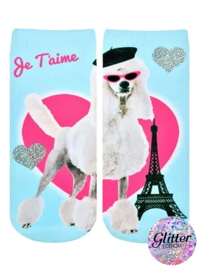 Paris Poodle Ankle Socks