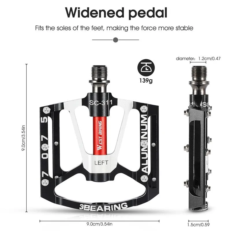 3 Bearings Bicycle Pedals Ultralight Anti-slip CNC BMX MTB Road Bike Pedal Cycling Sealed Bearing Bike Pedals