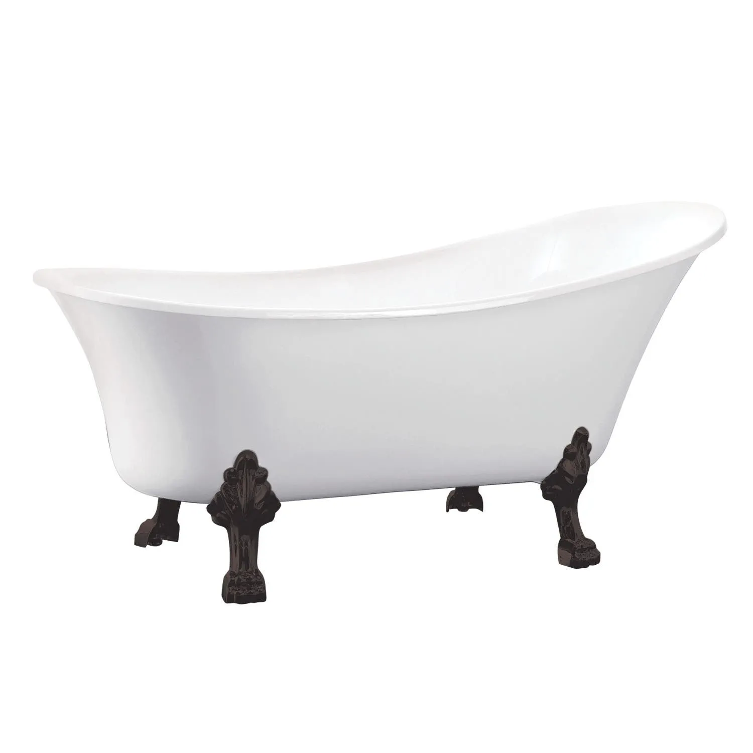 51-Inch Acrylic Single Slipper Clawfoot Tub (No Faucet Drillings)