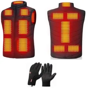 8 Zone Heated Vest Jacket - USB Powered with Touchscreen Gloves