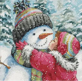 A KISS FOR SNOWMAN, Counted Cross Stitch Kit, DIMENSIONS (70-08833)