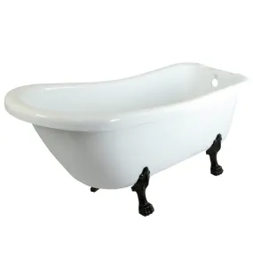 Aqua Eden VT7DE672826C5 67-Inch Acrylic Single Slipper Clawfoot Tub with 7-Inch Faucet Drillings, White/Oil Rubbed Bronze