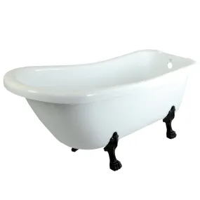 Aqua Eden VTDE692823C5 67-Inch Acrylic Single Slipper Clawfoot Tub with 7-Inch Faucet Drillings, White/Oil Rubbed Bronze