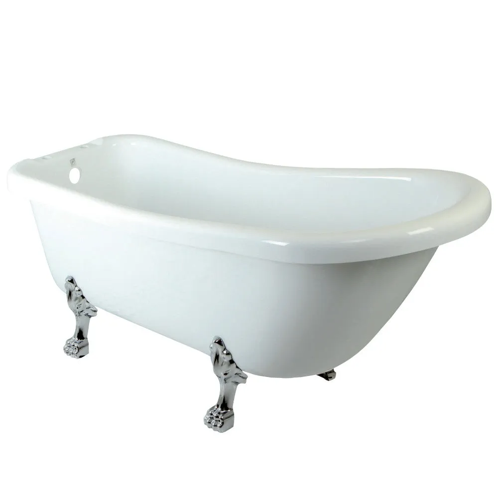 Aqua Eden VTDE692823C5 67-Inch Acrylic Single Slipper Clawfoot Tub with 7-Inch Faucet Drillings, White/Oil Rubbed Bronze