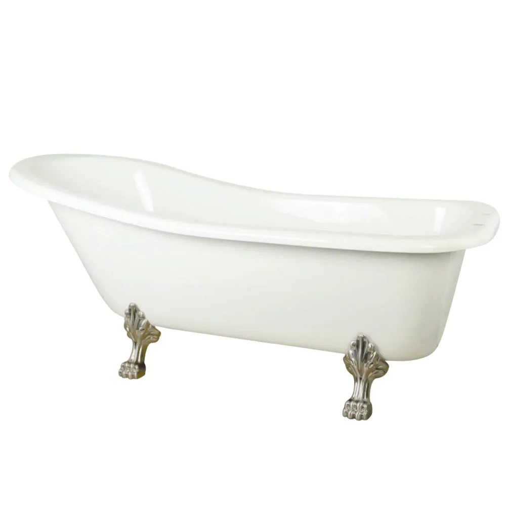 Aqua Eden VTDE692823C5 67-Inch Acrylic Single Slipper Clawfoot Tub with 7-Inch Faucet Drillings, White/Oil Rubbed Bronze