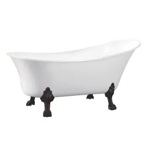 Aqua Eden VTND512824C5 51-Inch Acrylic Single Slipper Clawfoot Tub (No Faucet Drillings), White/Oil Rubbed Bronze