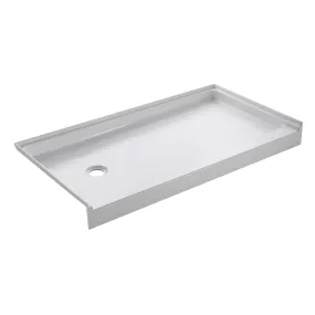 Aqua Eden VTSB60326L Bonaire 60 x 32 Anti-Skid Single Threshold Shower Base with Left Drain Hole, White