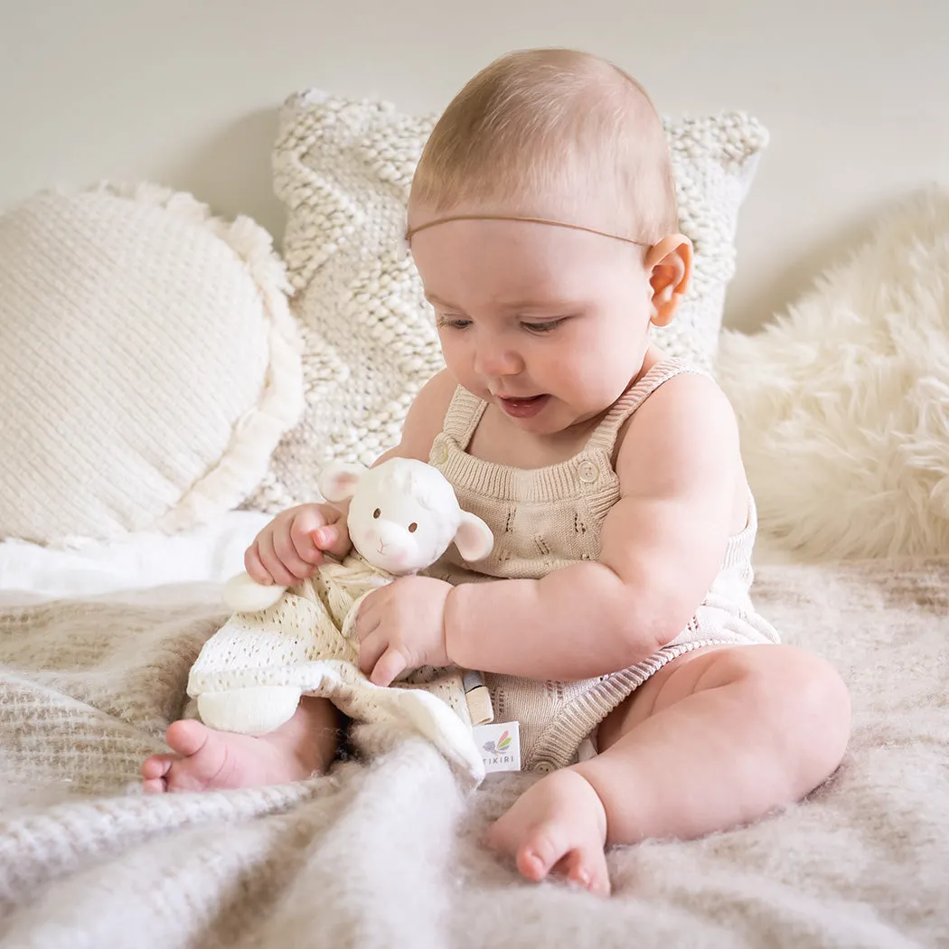 Bahbah the Lamb Baby Lovey with Organic Natural Rubber Teether Head