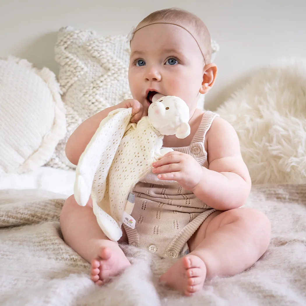 Bahbah the Lamb Baby Lovey with Organic Natural Rubber Teether Head