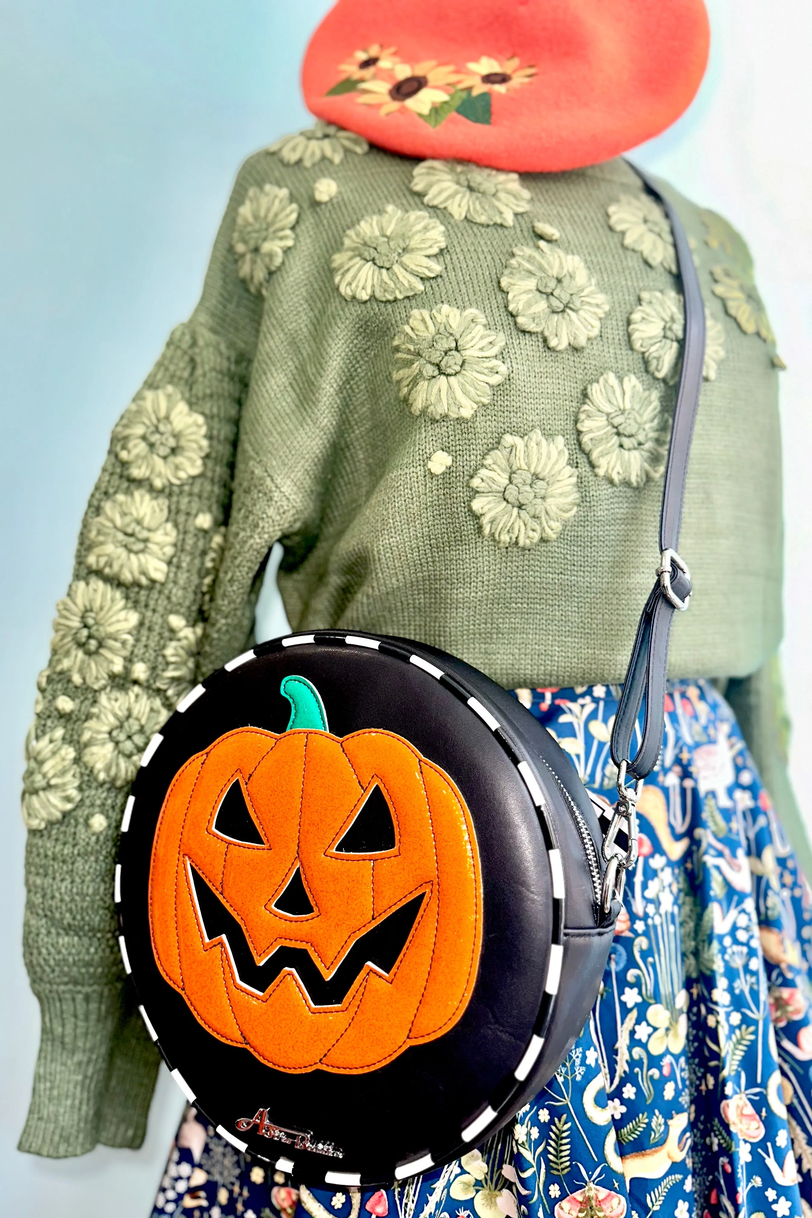 Black and Orange Jack O' Lantern Bag by Astro Betty