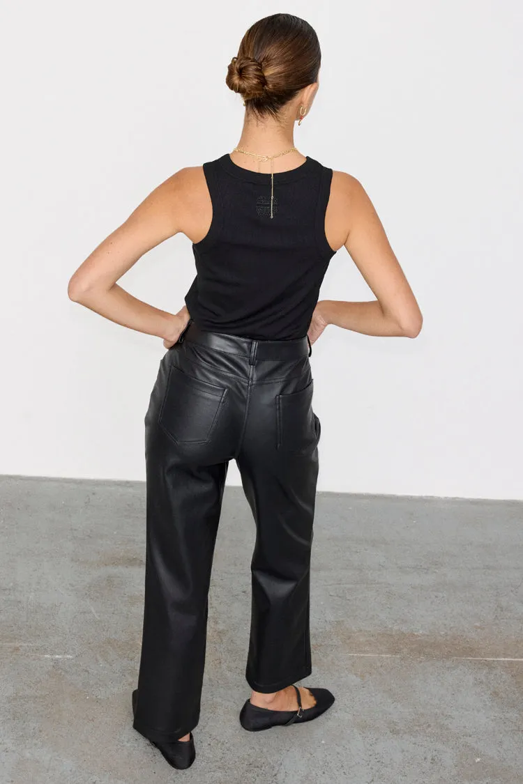 Black Vegan Leather Trousers