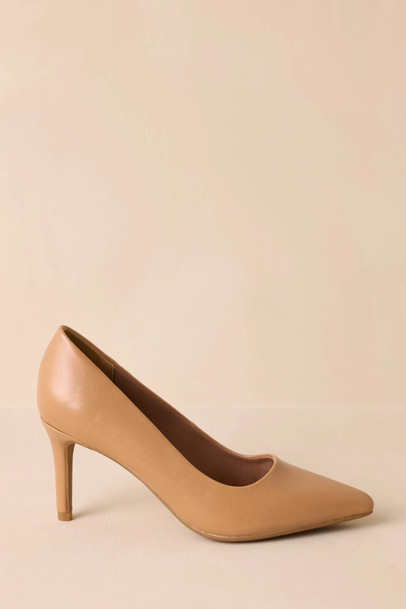 Bold Balance Camel Pointed Toe Pump Heels