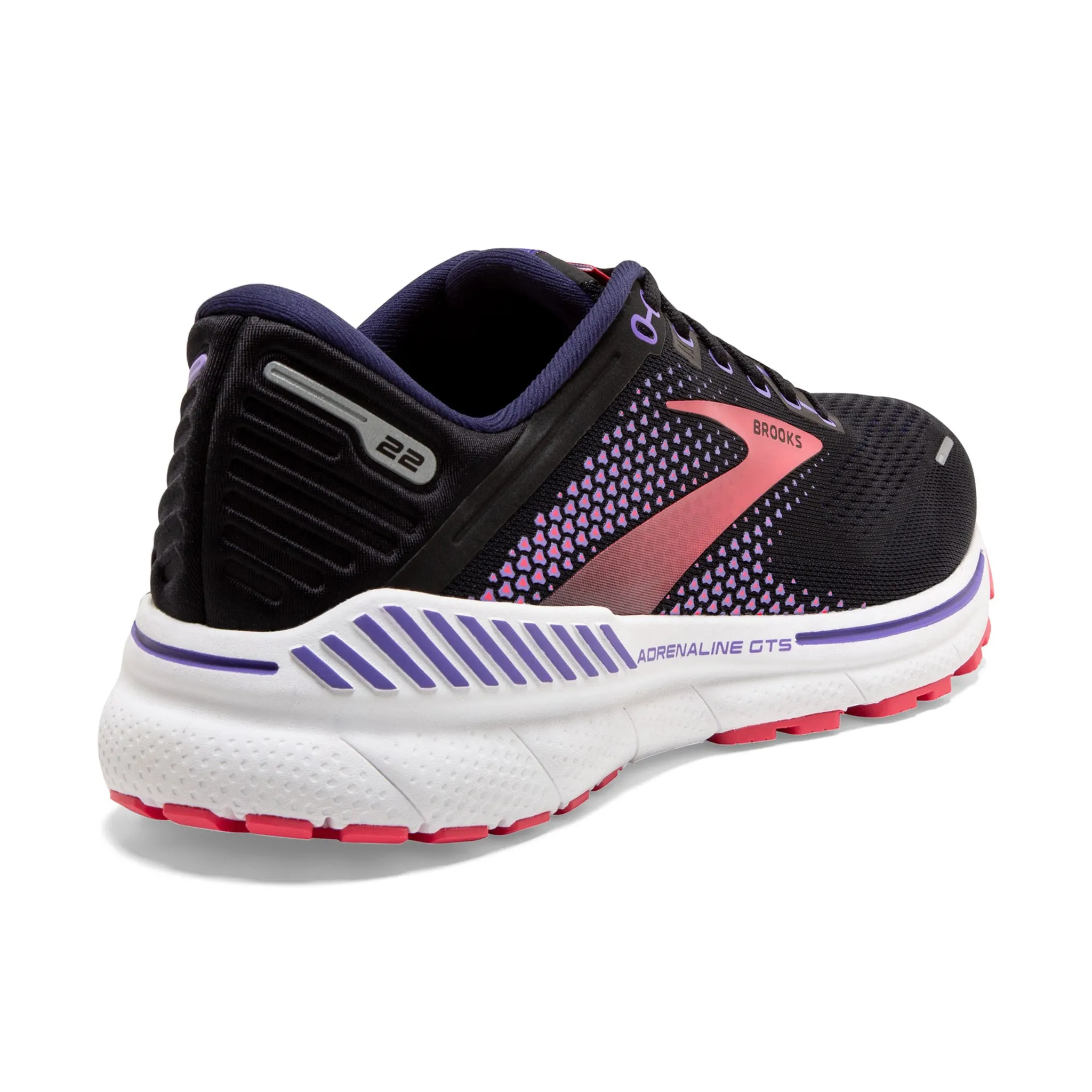 Brooks Women's 120353 080 Adrenaline GTS 22 Black Purple Coral Cushion Support Running Shoes