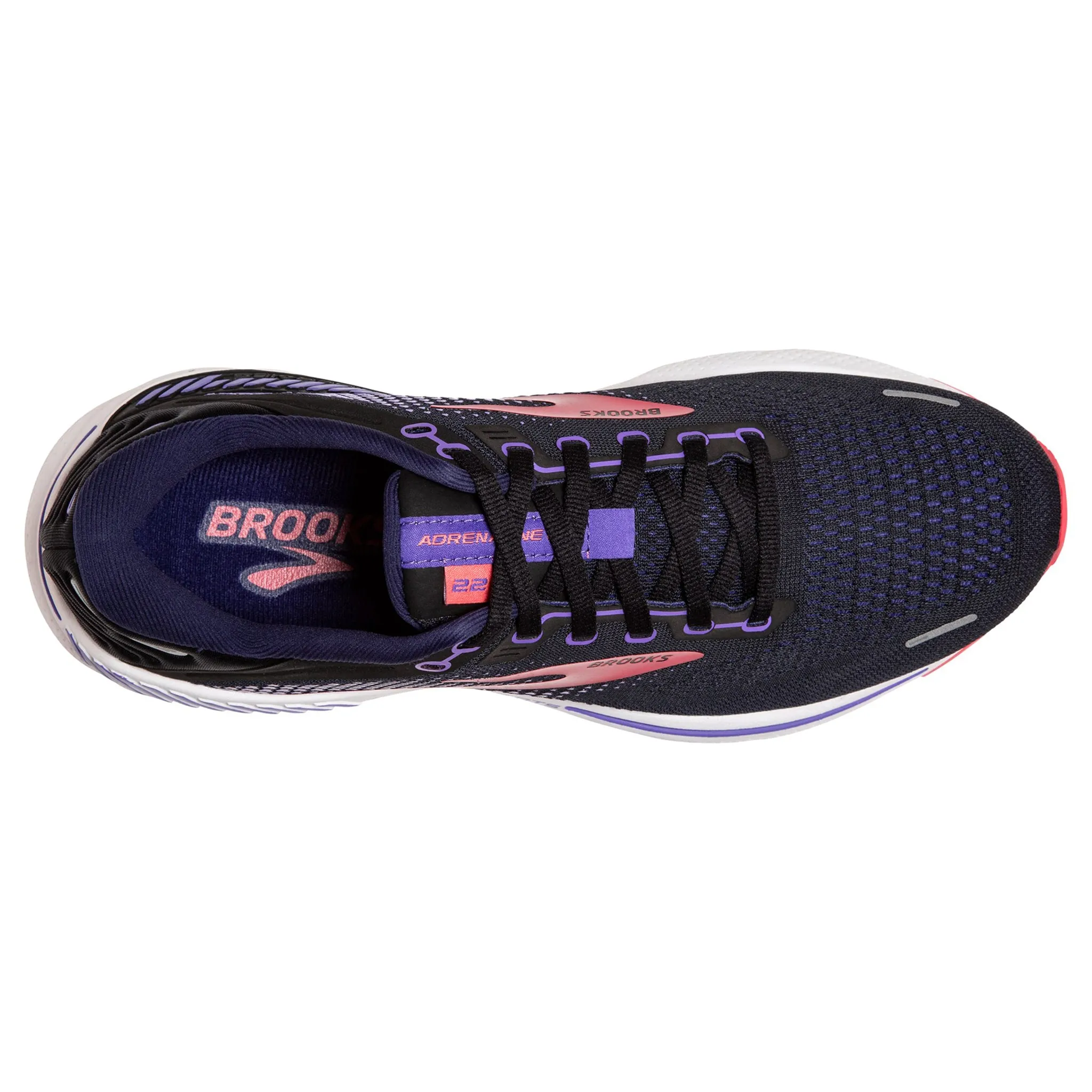 Brooks Women's 120353 080 Adrenaline GTS 22 Black Purple Coral Cushion Support Running Shoes