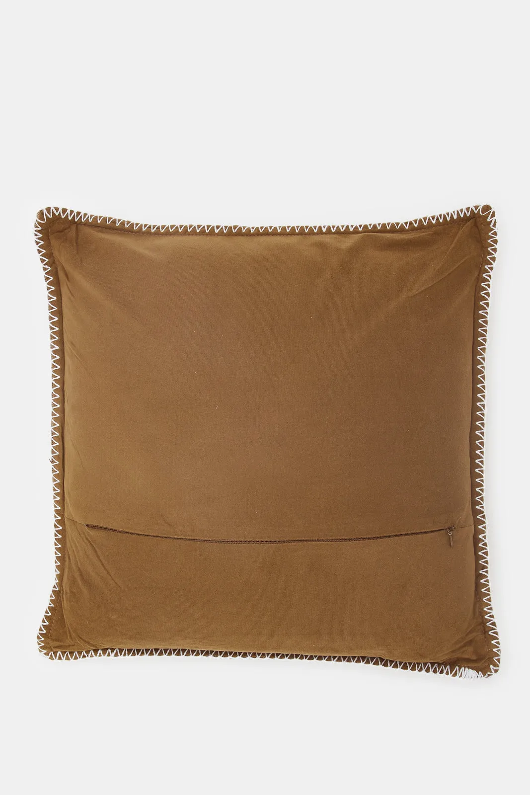 Brown Cushion With Overlocked Stitch