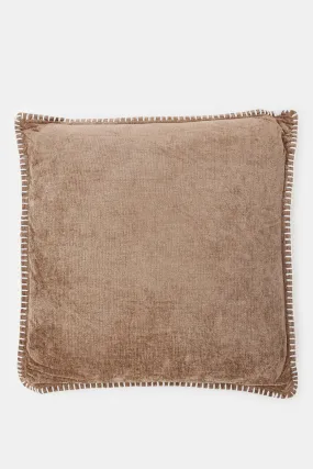 Brown Cushion With Overlocked Stitch