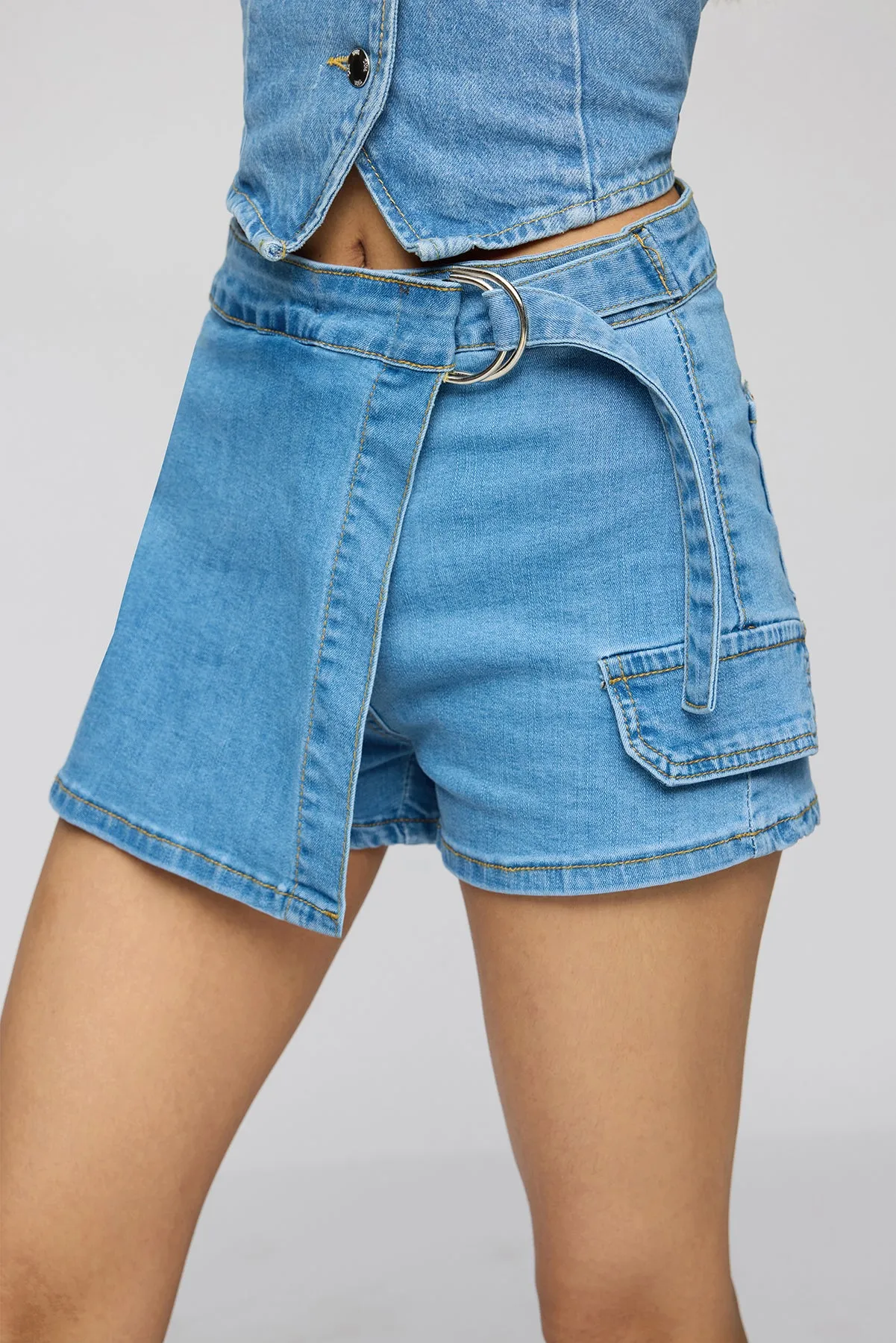 Cerulean Blue Mini Denim Skort