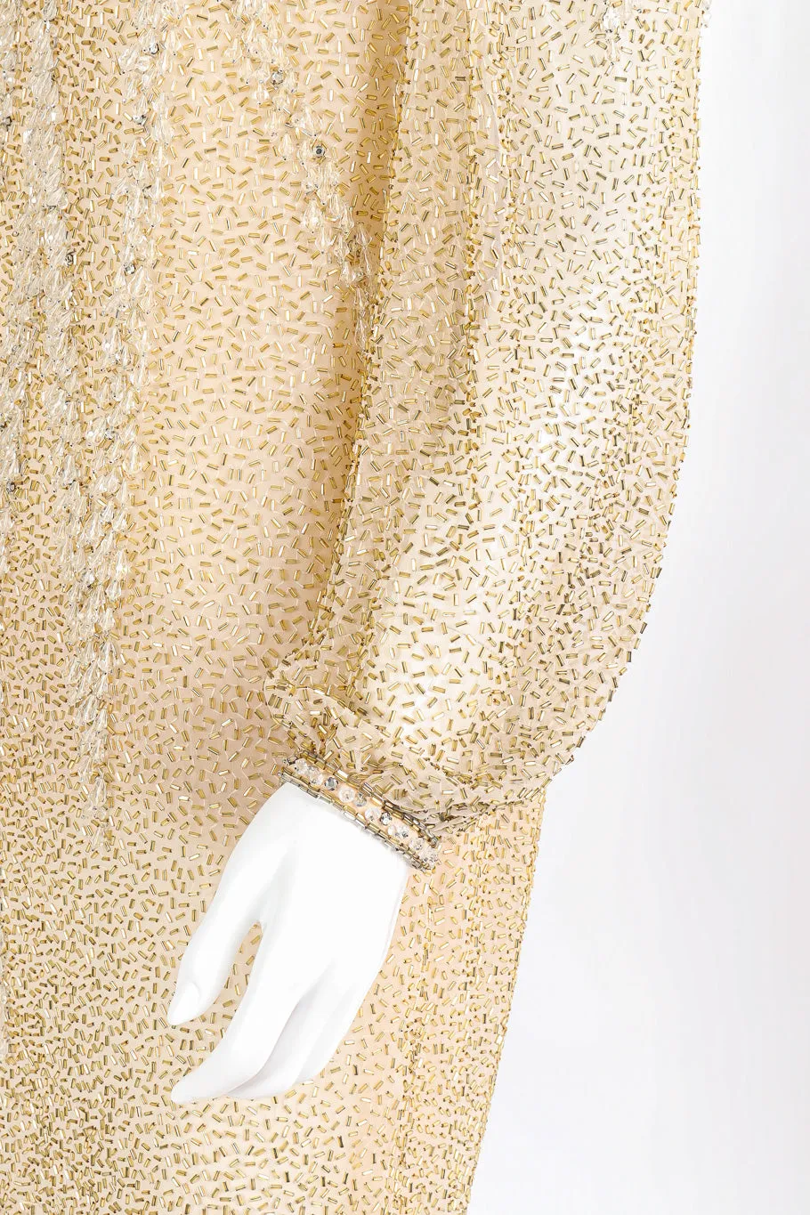 Champagne Drip Beaded Shift Dress