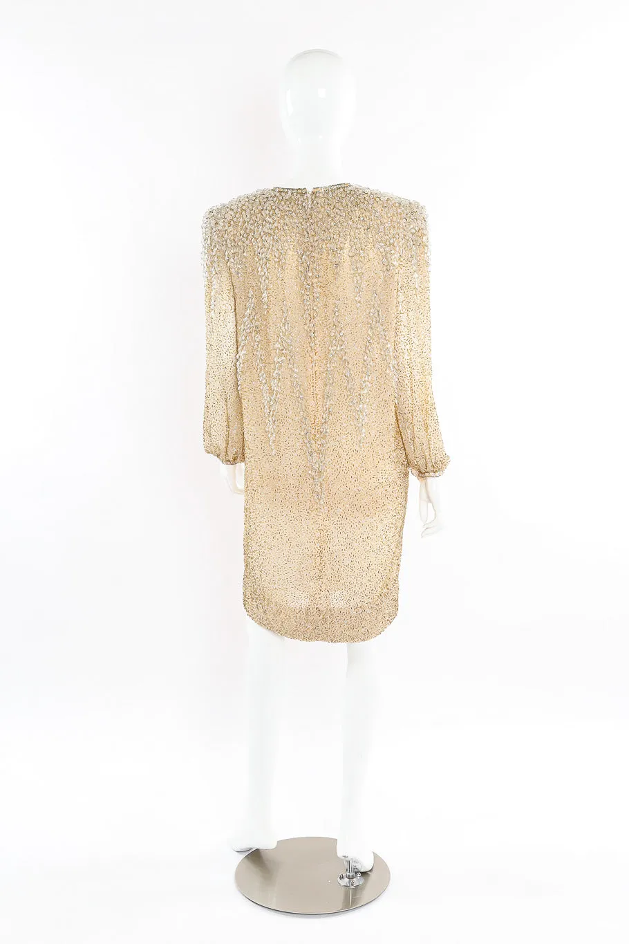 Champagne Drip Beaded Shift Dress