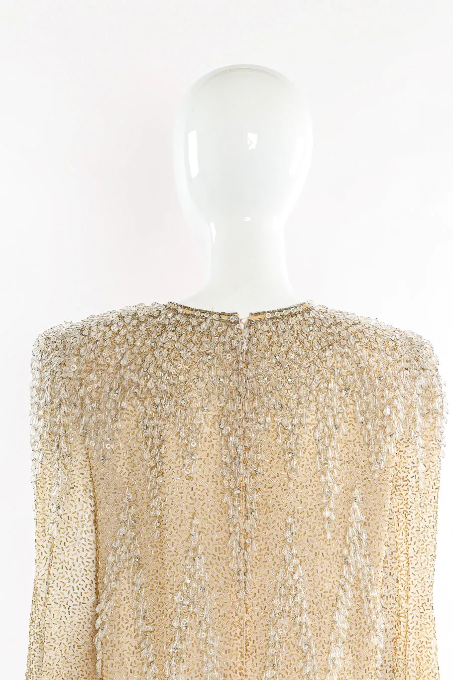 Champagne Drip Beaded Shift Dress