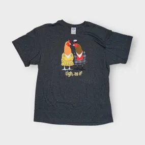 Clueless Chickens Crew Neck T-Shirt | L | Dark Gray | Pre-Shrunk | New