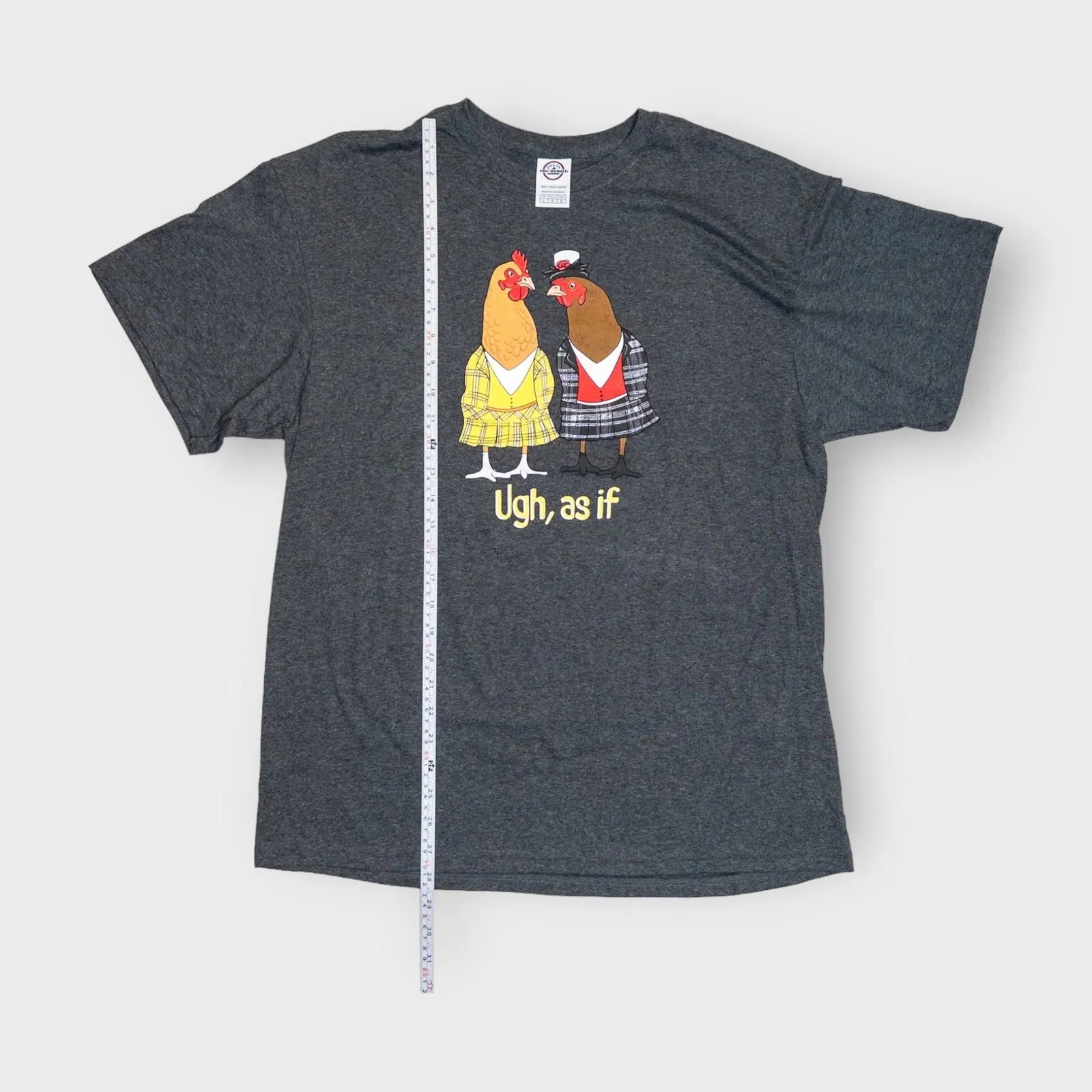 Clueless Chickens Crew Neck T-Shirt | L | Dark Gray | Pre-Shrunk | New