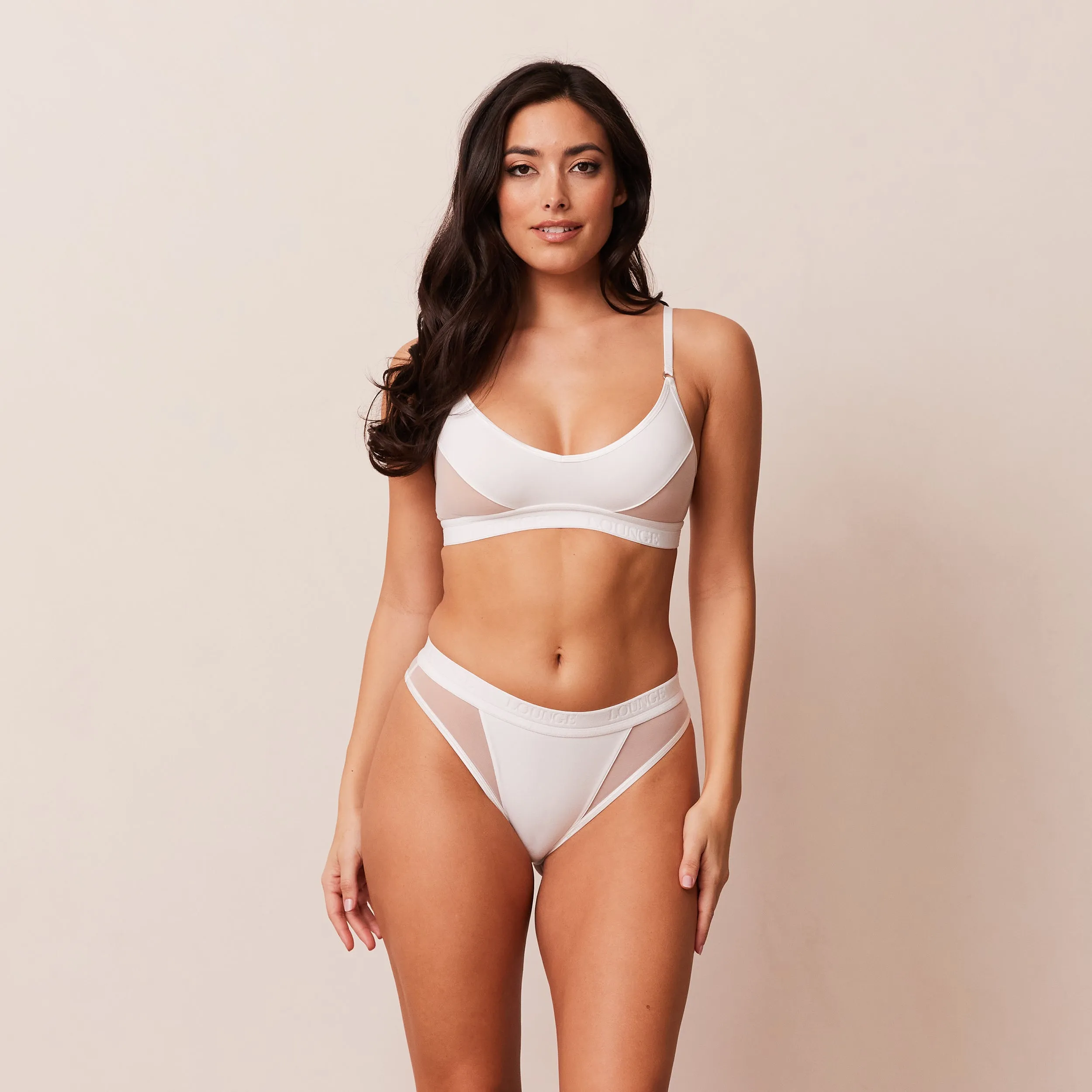 Contour Mesh Bra  - White