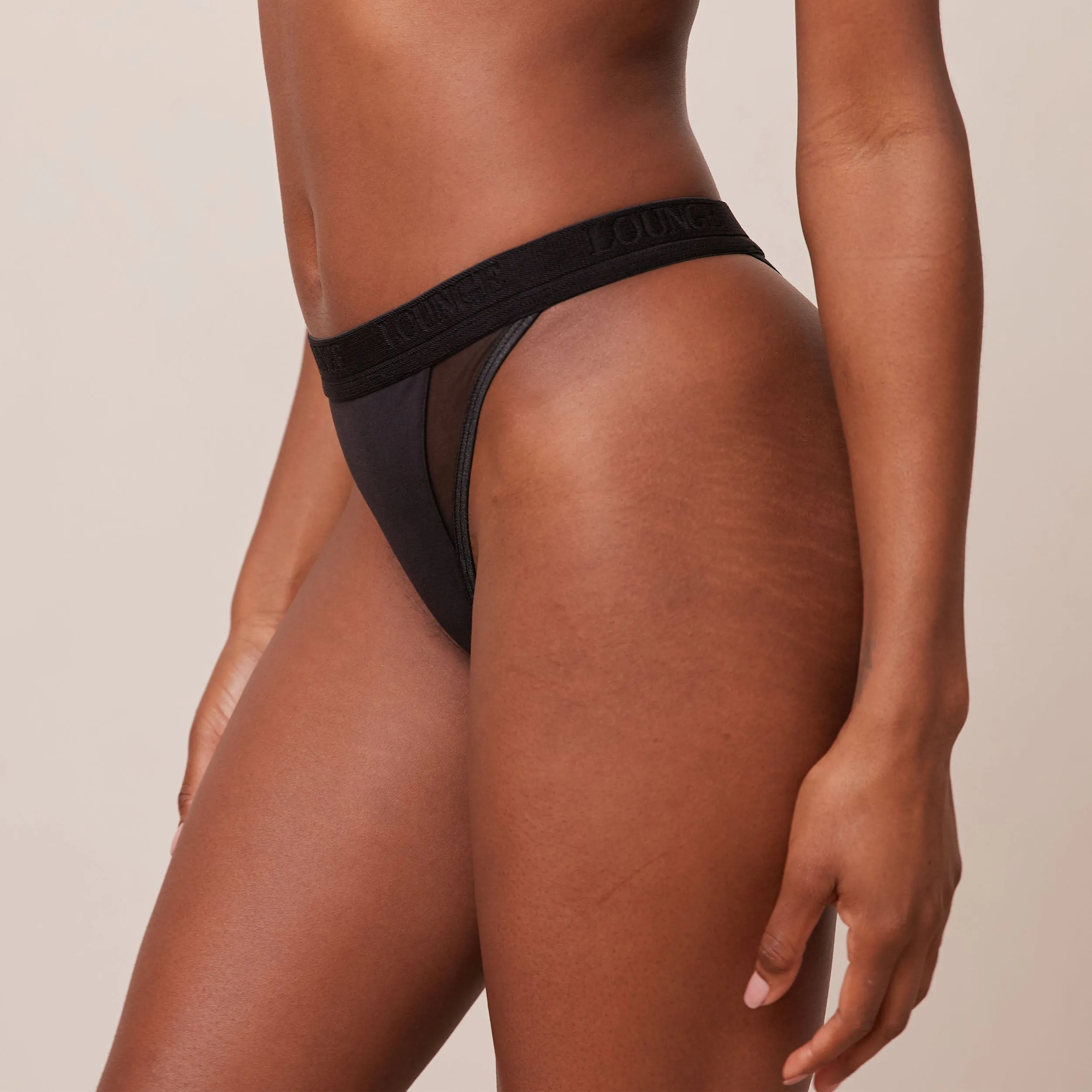 Contour Mesh Thong - Black