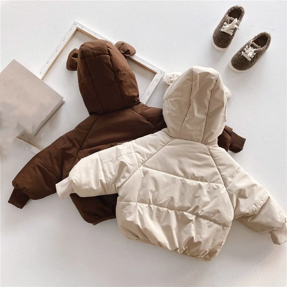 Cozy Bear Ear Zip-Up Puffer Jacket for Kids