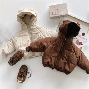 Cozy Bear Ear Zip-Up Puffer Jacket for Kids