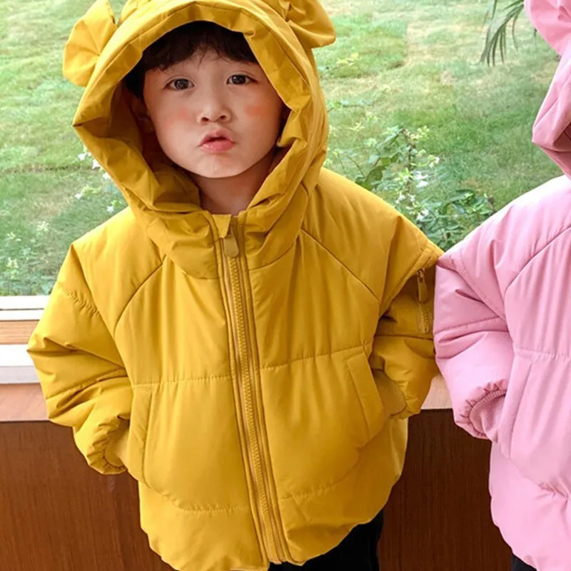 Cozy Bear Ear Zip-Up Puffer Jacket for Kids