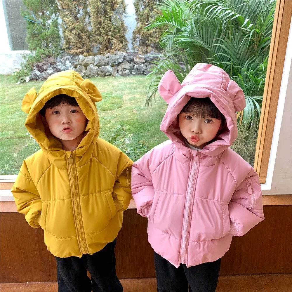 Cozy Bear Ear Zip-Up Puffer Jacket for Kids