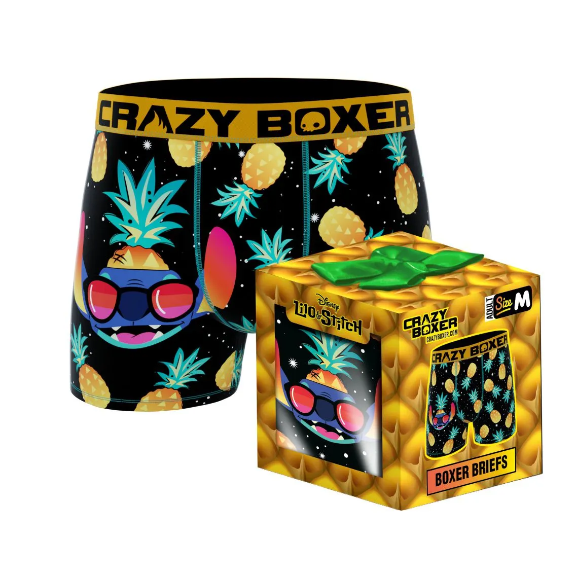 CRAZYBOXER Disney Lilo & Stitch Pineapple Men's Boxer Briefs (Creative Packaging)