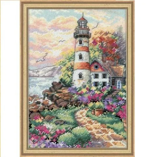 Dimensions Gold Collection Counted Cross Stitch Kit, BEACON AT DAYBREAK, 18 count ivory Aida (06883)