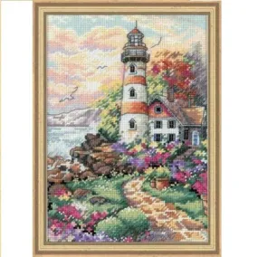 Dimensions Gold Collection Counted Cross Stitch Kit, BEACON AT DAYBREAK, 18 count ivory Aida (06883)