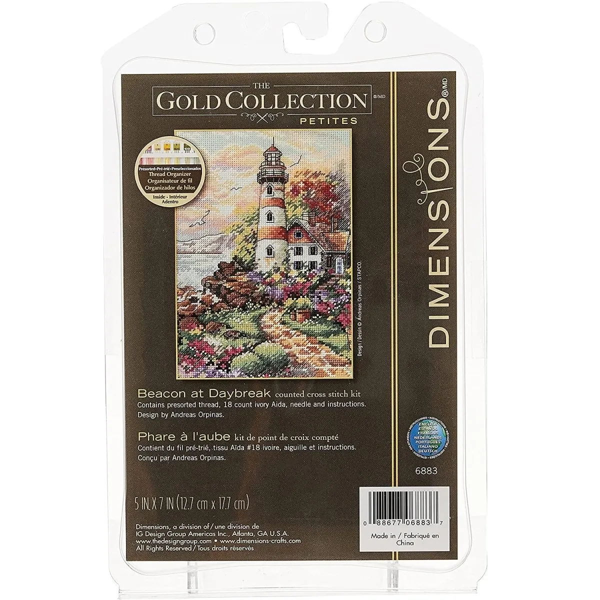 Dimensions Gold Collection Counted Cross Stitch Kit, BEACON AT DAYBREAK, 18 count ivory Aida (06883)