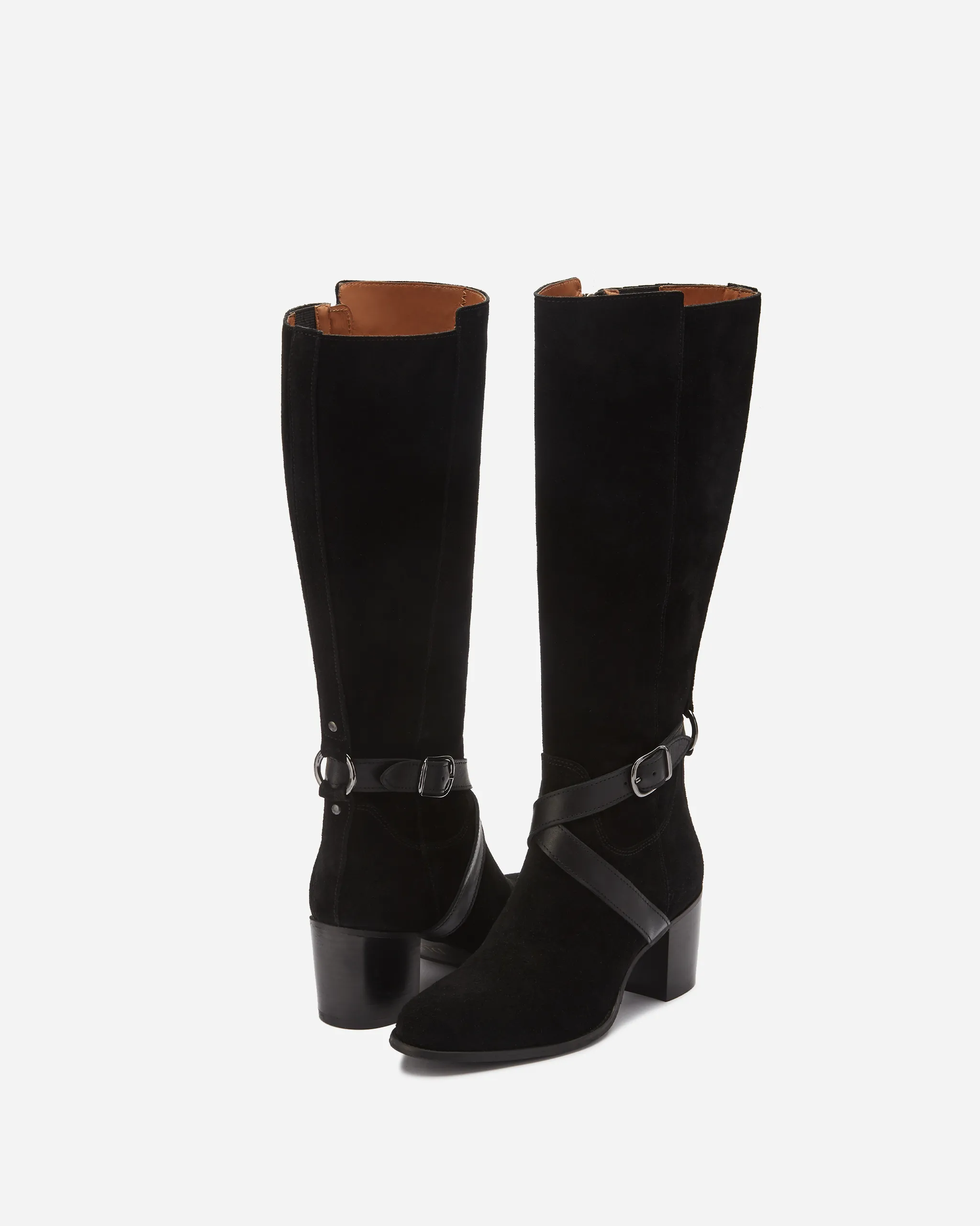 Easton Knee High Boots in Black Suede