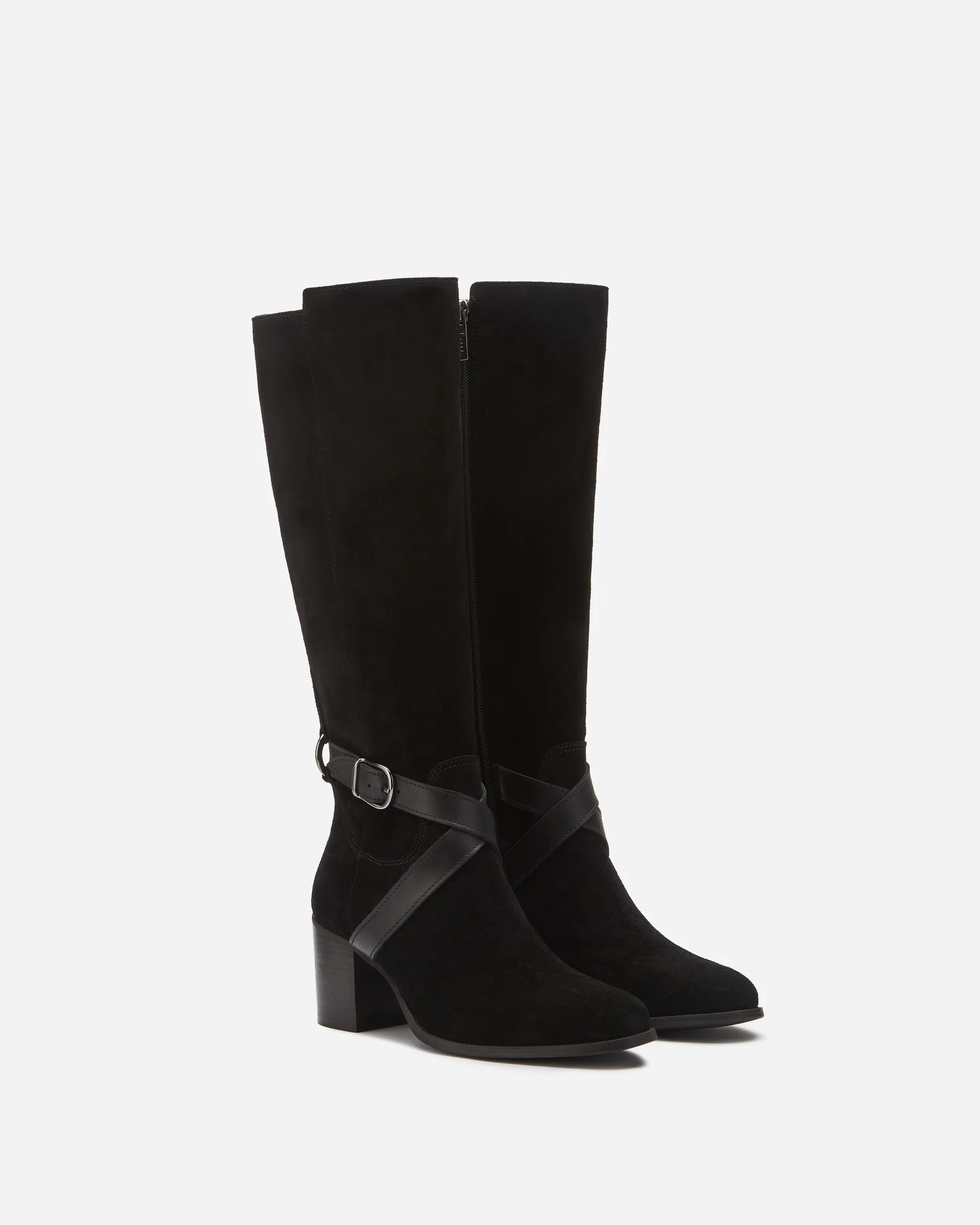 Easton Knee High Boots in Black Suede