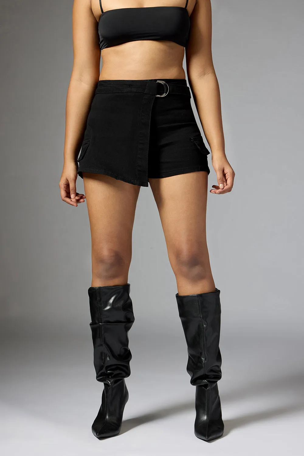 Ebony Black D-Ring Skort