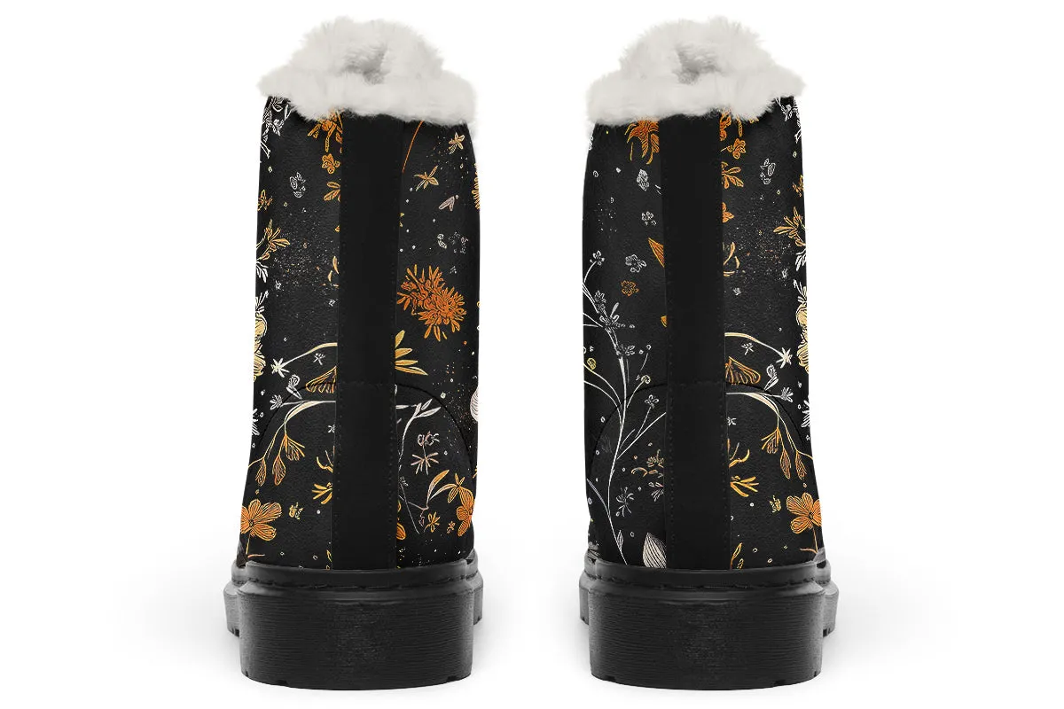 Emberblossom Winter Boots - Warm Micro-Suede Doc-Style Boots Lined with Vegan Wool