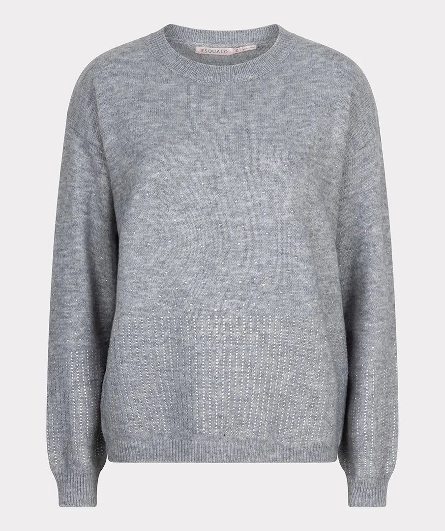 Esqualo Grey Sweater With Strass Stones