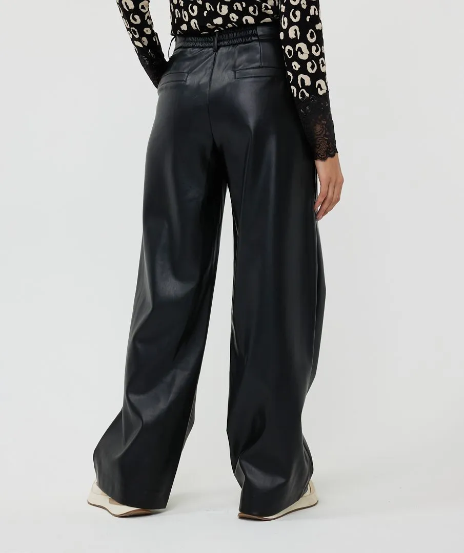 Esqualo Vegan Black Wide Leg Trousers