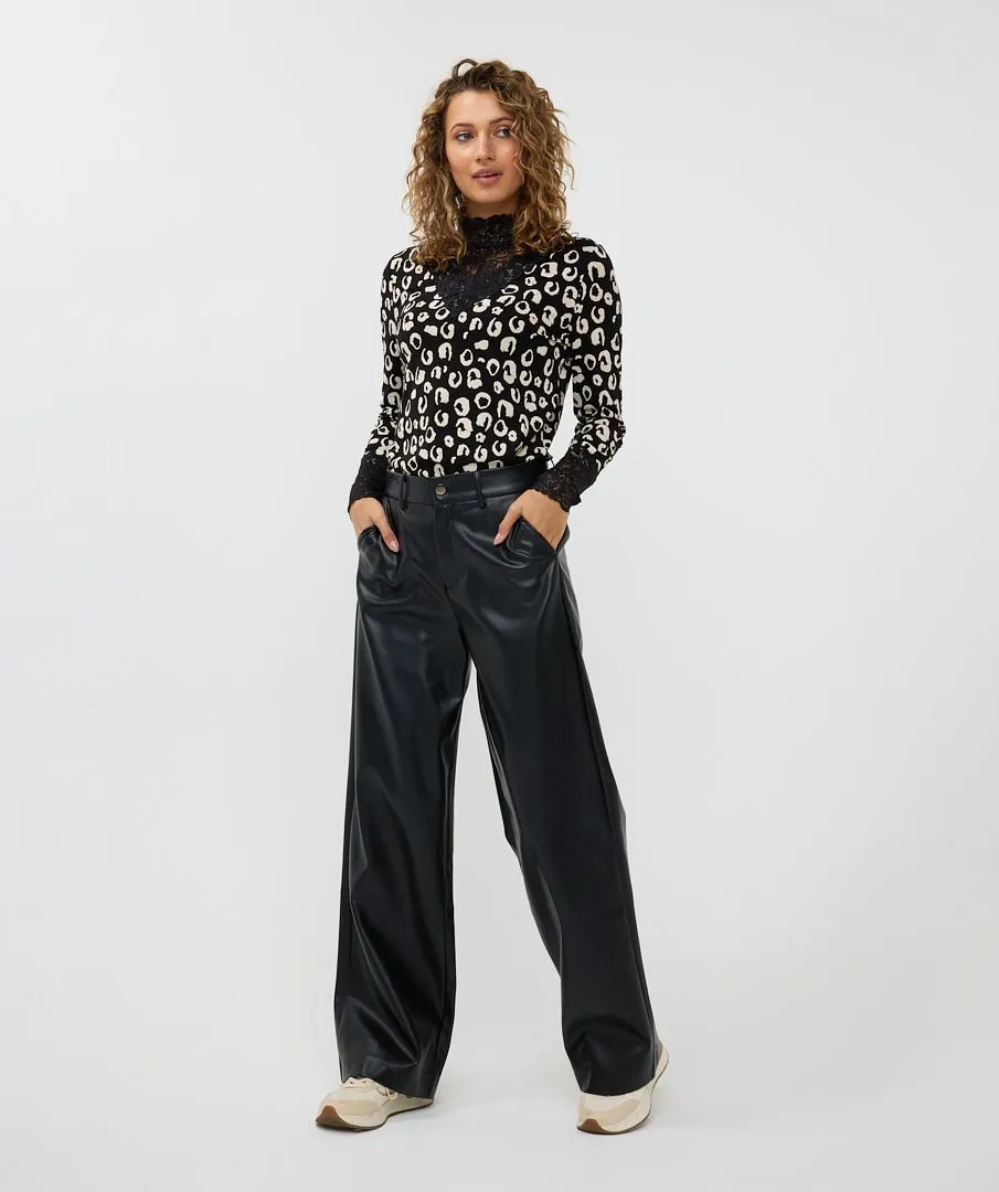 Esqualo Vegan Black Wide Leg Trousers