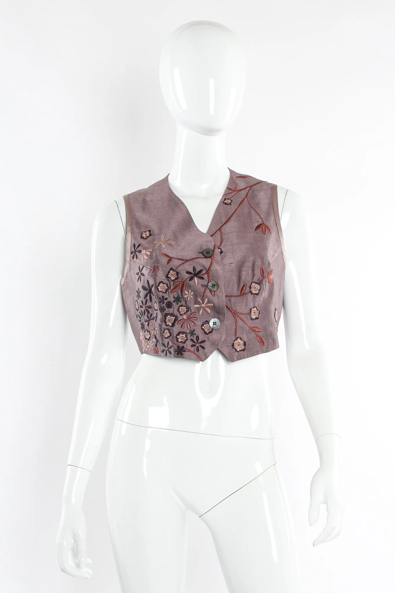 Floral Silk Jacket, Vest, & Skirt Set