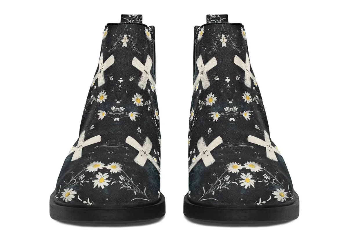 Graveyard Bloom Chelsea Boots - Comfy Slip-On - Soft & Water-Resistant Micro-Suede Vegan Shoes