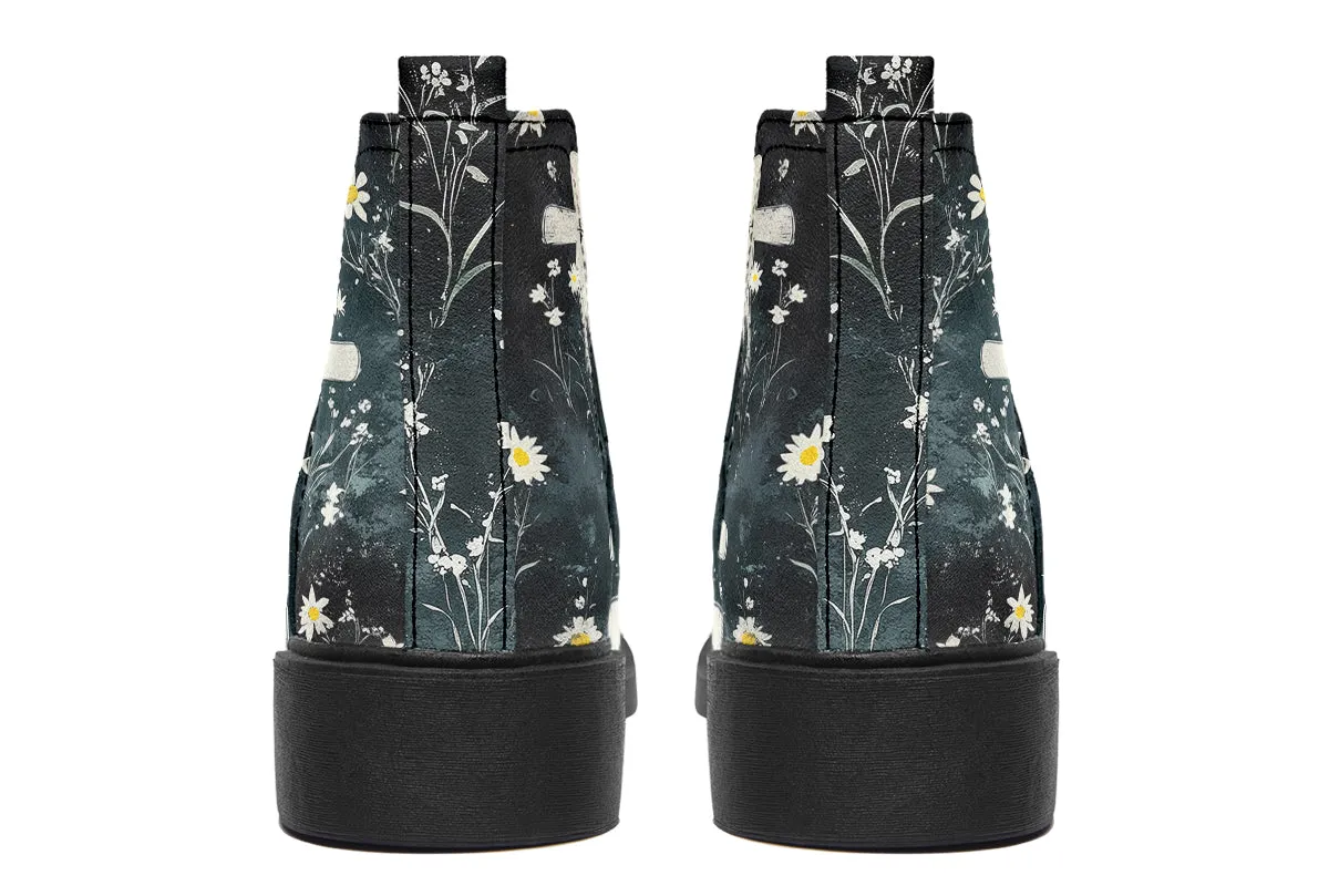 Graveyard Bloom Chelsea Boots - Comfy Slip-On - Soft & Water-Resistant Micro-Suede Vegan Shoes