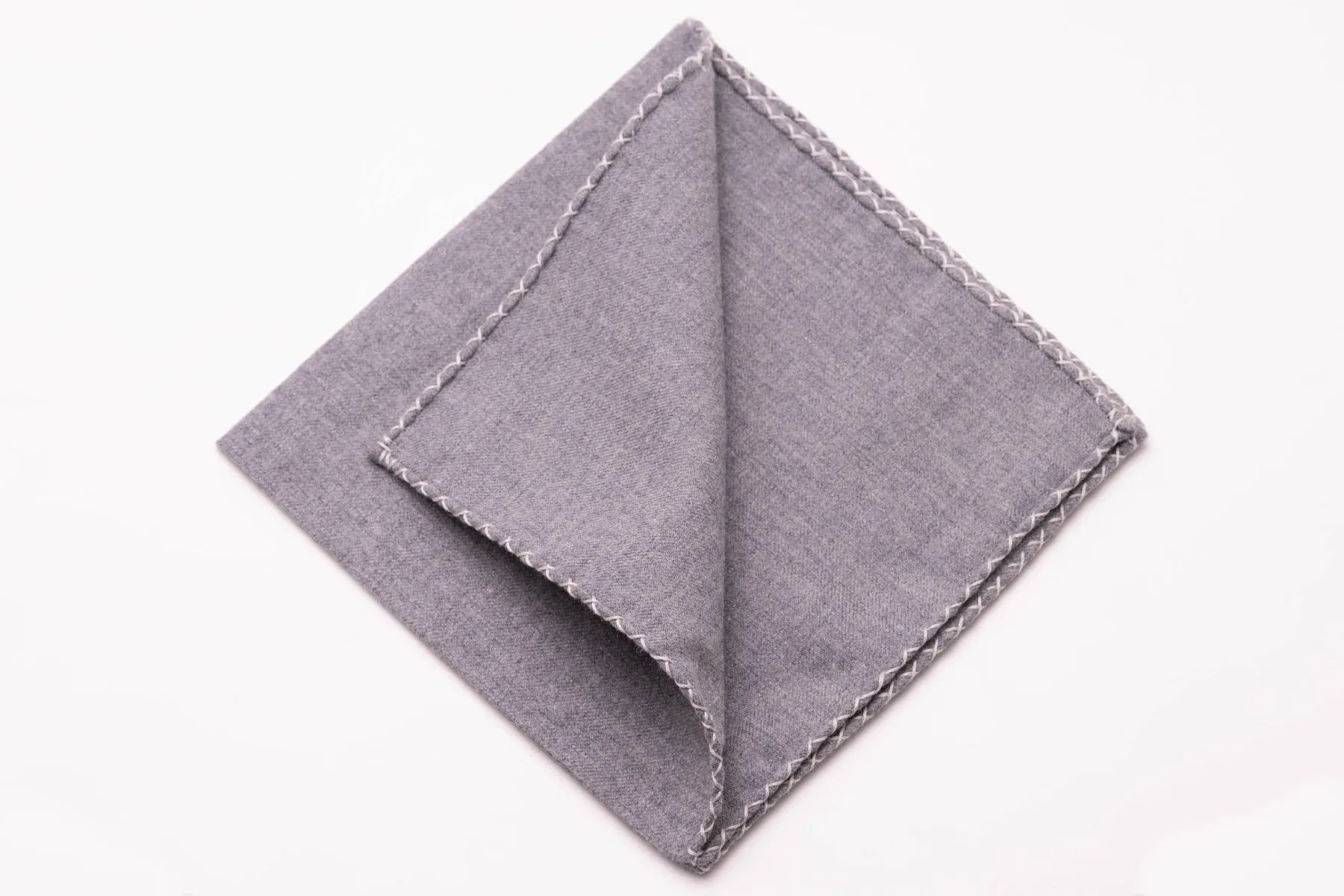 Gray X-Stitch Edge Soft Gray Flannel Pocket Square