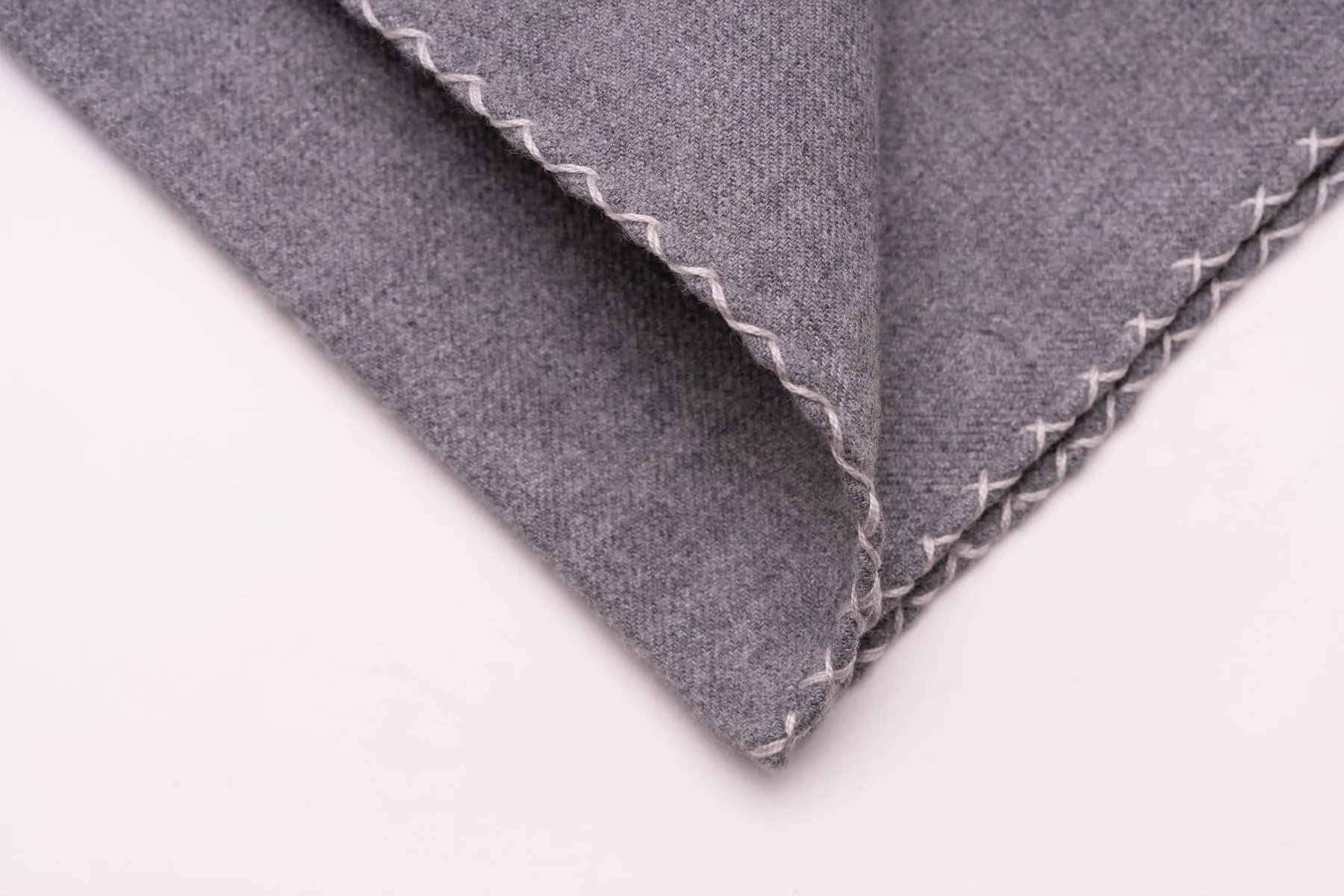 Gray X-Stitch Edge Soft Gray Flannel Pocket Square