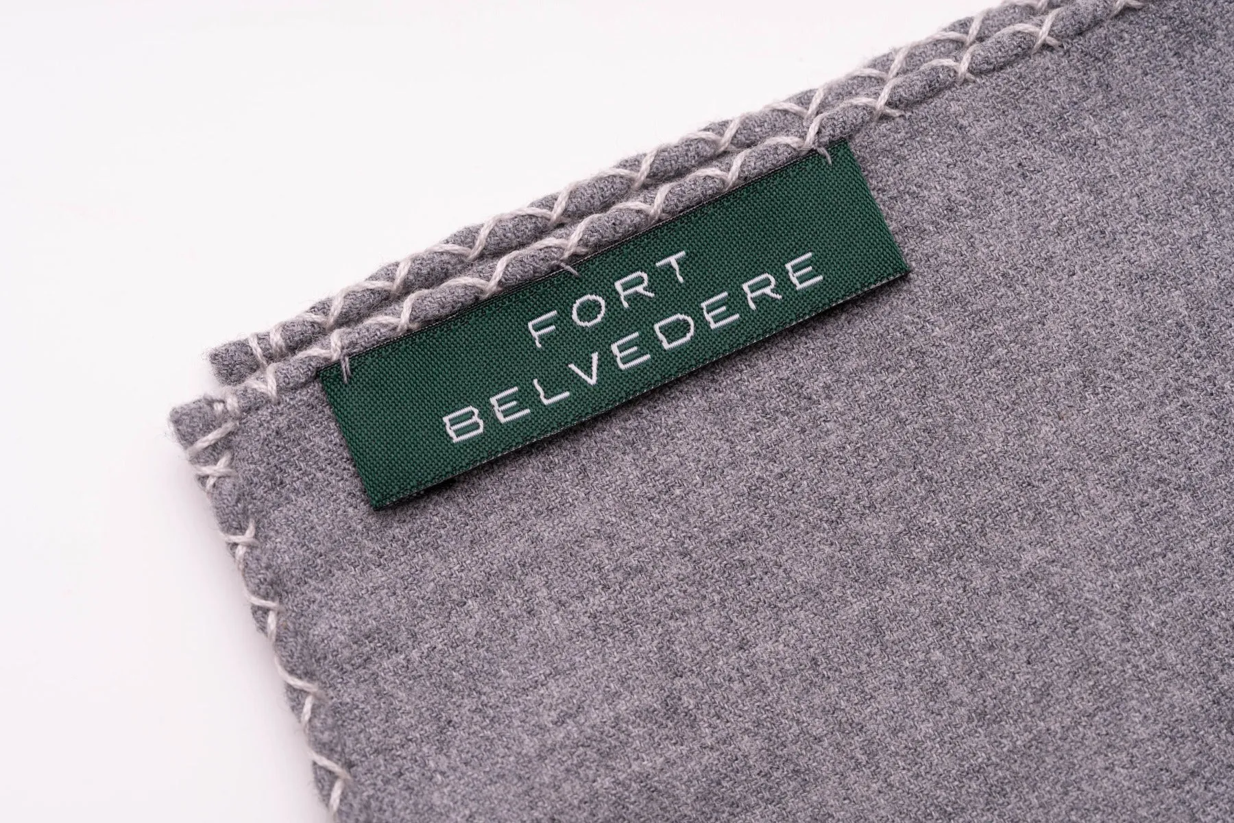 Gray X-Stitch Edge Soft Gray Flannel Pocket Square