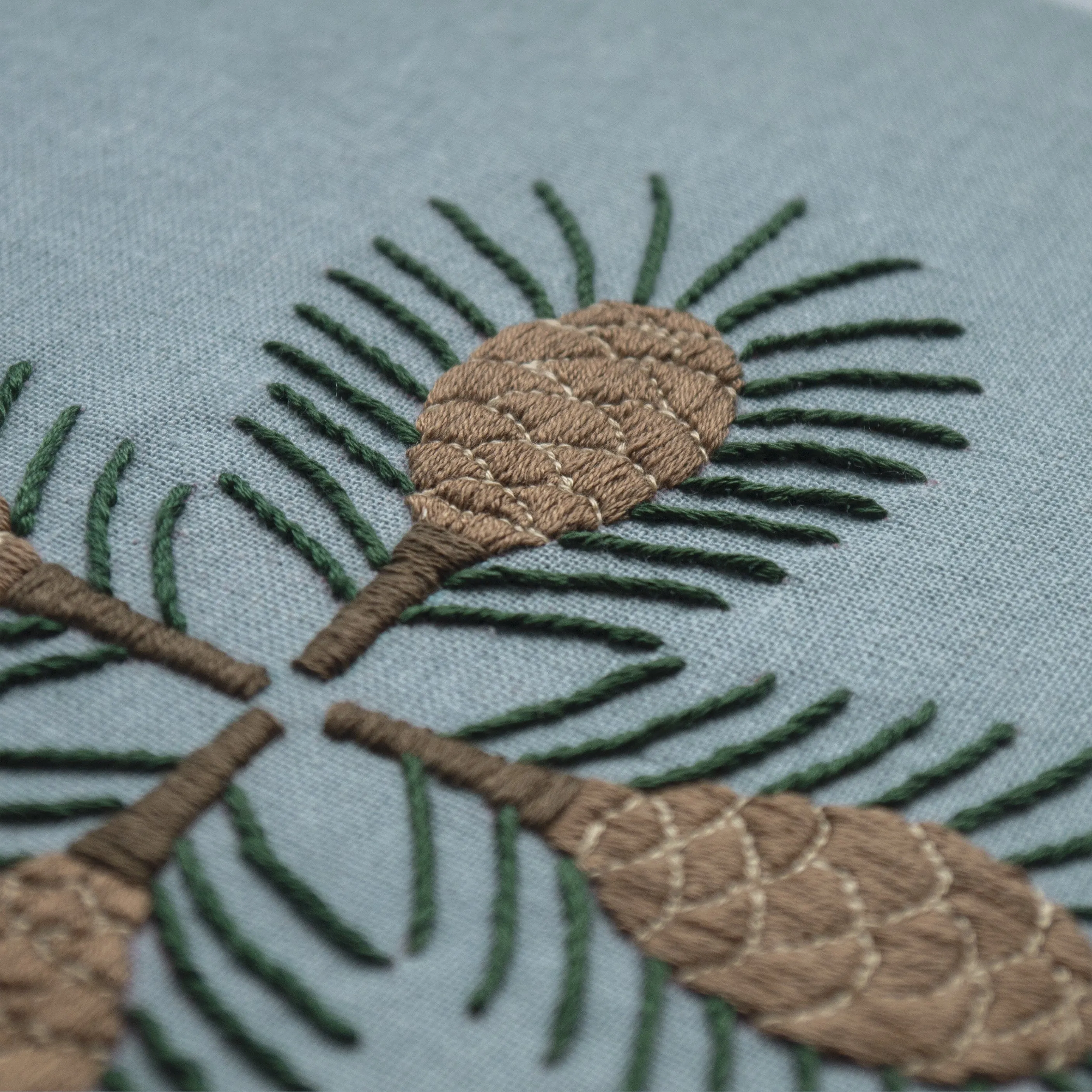 Handmade Pine Branch Embroidery wall art for small living room, Nature-Inspired Wall Decor